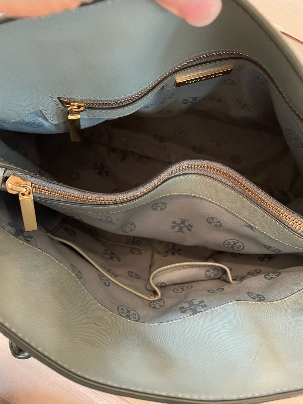 Tory Burch Robinson Dome Satchel Crossbody Blue With Dust Bag - Picture 5 of 7